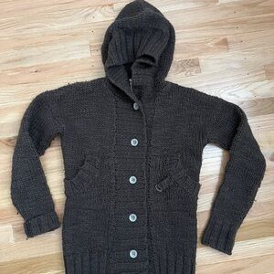 DIESEL Button Up Wool Blend Warm Hooded Cardigan